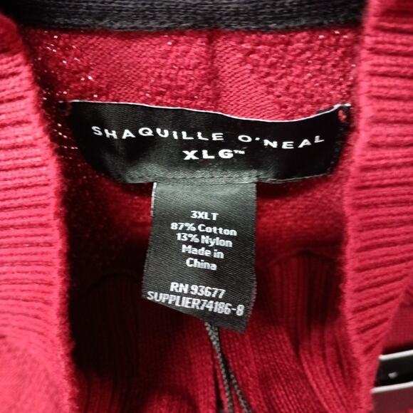 New Shaquille O'Neal 1/4 Zip Flag Red Pullover Sweater Men's Size 3XLT - Picture 4 of 7